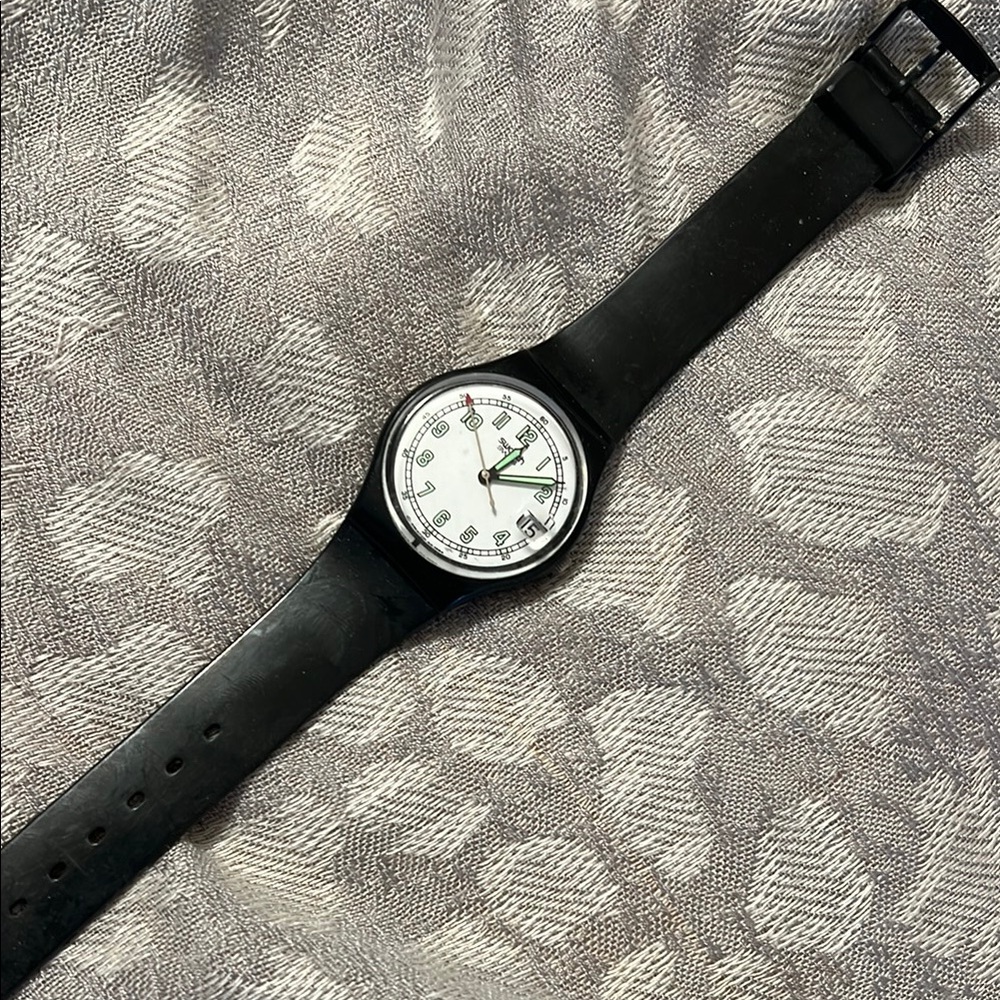 Swatch Black and White Minimalist Watch